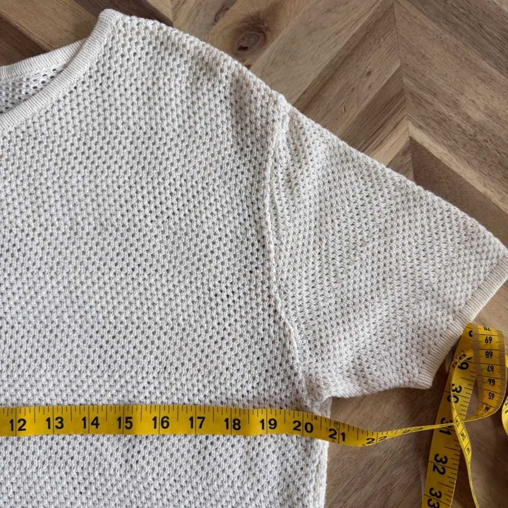 International Male Vintage Knit Sweater Tee Cream Ramie Cotton Mesh Top Mens M